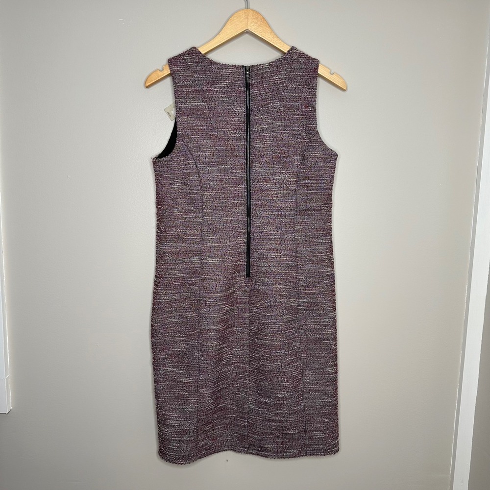 LOFT Women's Pink Tweed Sheath Sleeveless Zipper Back Dress Business 10P NWT‎ - Picture 6 of 7
